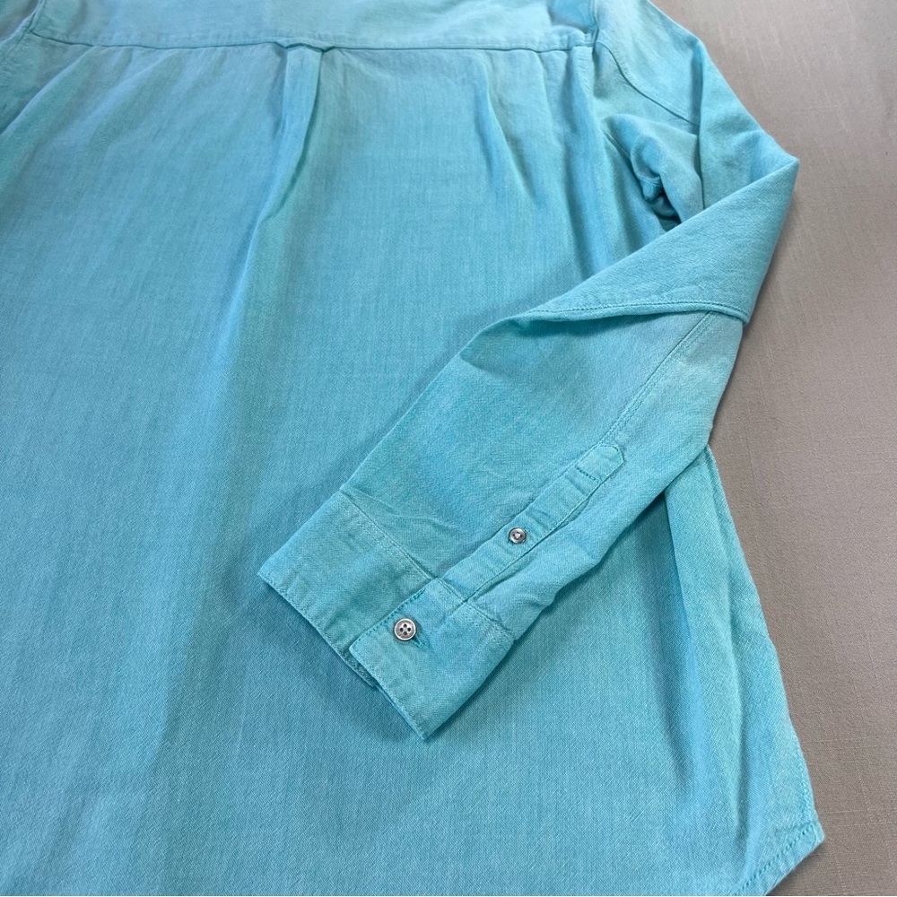 Calvin Klein Jeans Women’s XL Aqua Button-Up Shirt 100% Cotton Long Sleeve - Picture 10 of 14